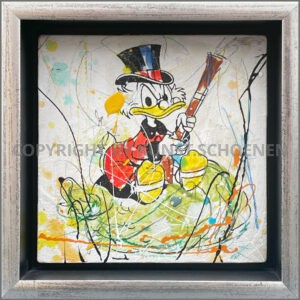 Dagobert Duck mit Waffe Geldsack Geld Money Kunst Galerie Deutschland
