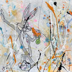 Kunsthandlung Kunst Schoenen Aachen Galerie Kunstgalerie NRW Deutschland Art Kunst Mixed Media Comichelden Comic Comic Gemaelde Unikat Original Antonio Di Monte Maler Zeichner Kuenstler Looney Tunes Bugs Bunny Moehre Karotte mit Hase