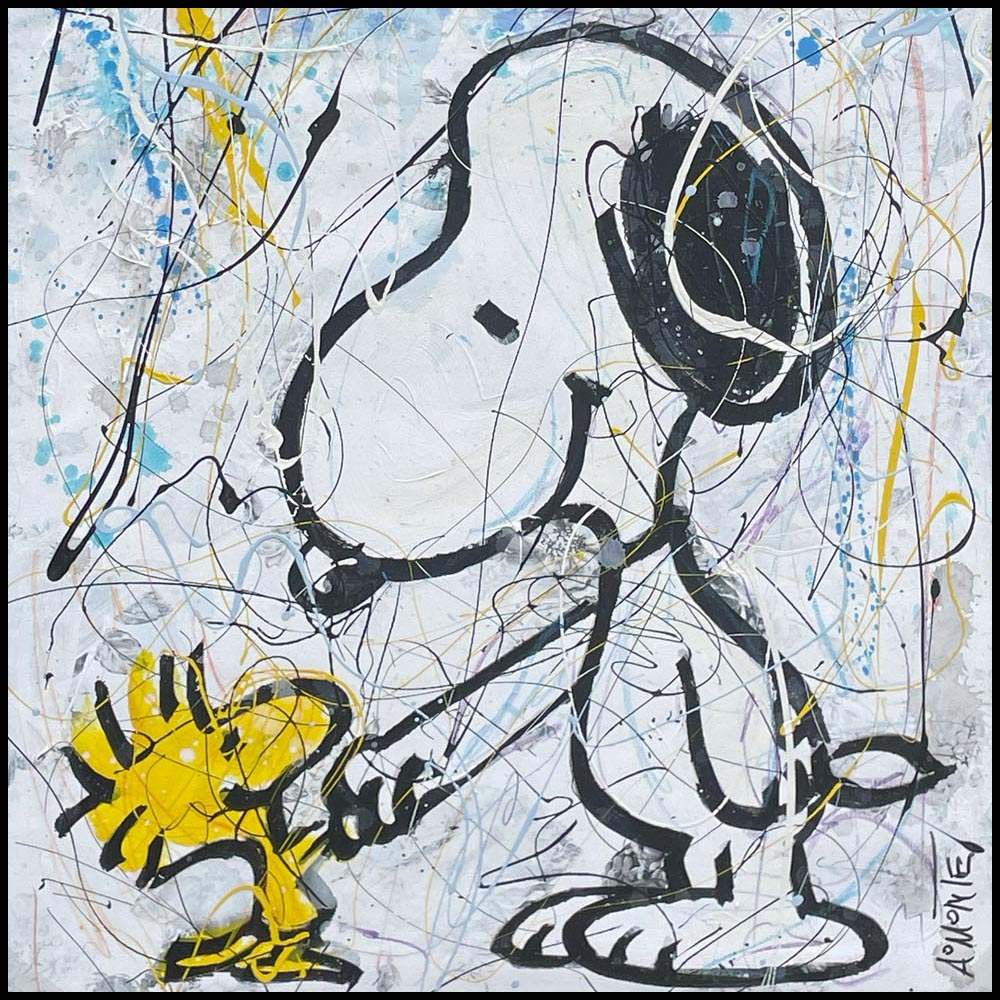 Art Mixed Media Painting Original Snoopy Woodstock